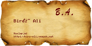 Biró Ali névjegykártya
